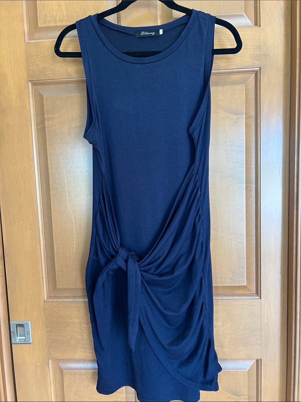 Navy Sleeveless Knot-Front Dress